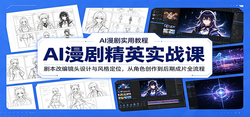 AI漫剧精英实战课：剧本改编镜头设计与风格定位，从角色创作到后期成片全流程-驿想项目网