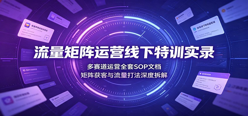 流量矩阵运营线下特训实录：多赛道运营全套SOP文档，矩阵获客与流量打法深度拆解-驿想项目网