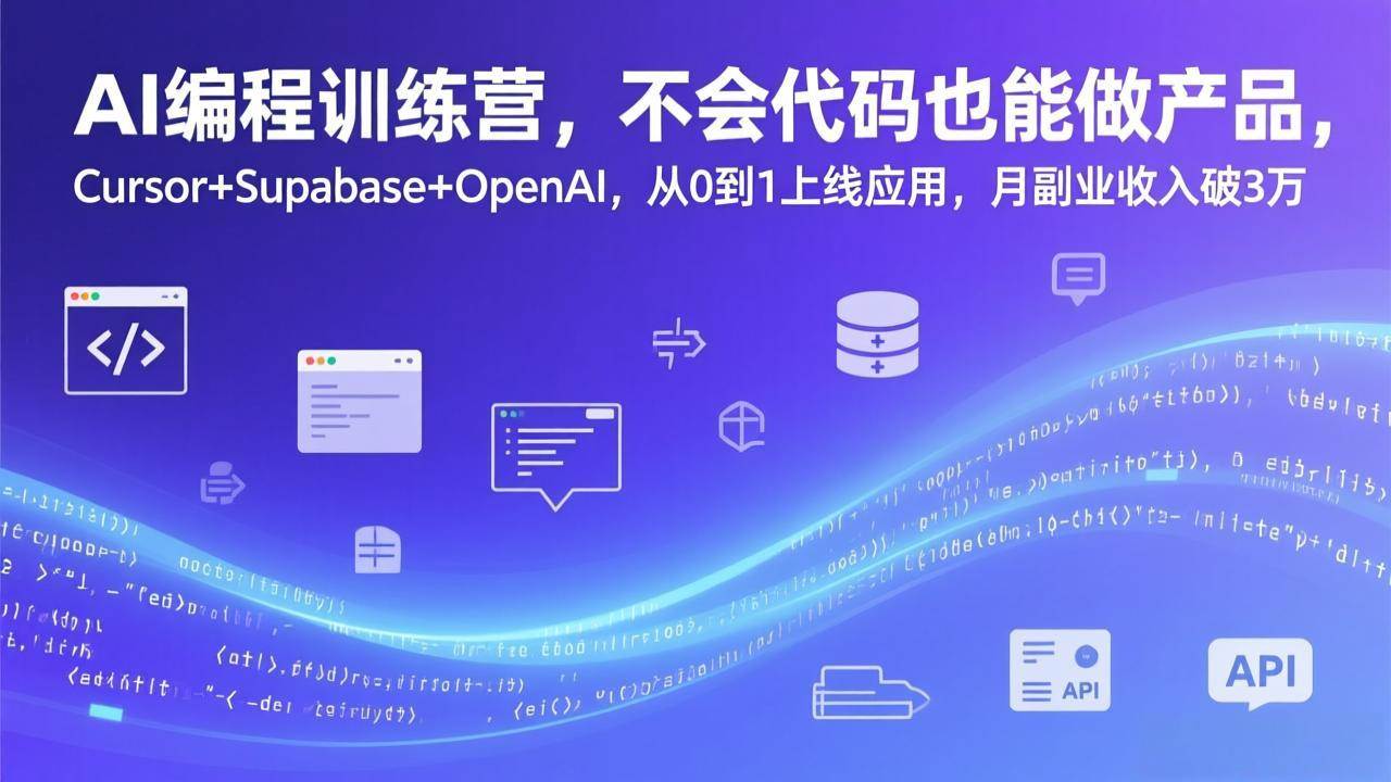 （17388期）AI编程训练营，不会代码也能做产品，Cursor+Supabase+OpenAI，从0到1上线应用，月副业收入破3万-驿想项目网