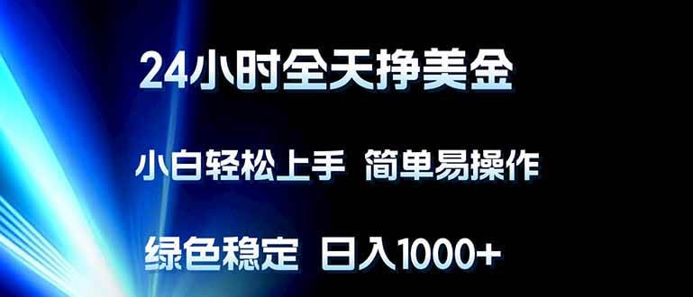 （17557期）24小时全天挣美金，小白轻松上手，简单易操作，绿色稳定，日入1000+-驿想项目网