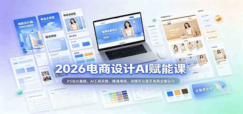 2026电商设计AI赋能课：PS设计基础，AI工具实操，精通海报、详情页与首页电商全案设计-驿想项目网