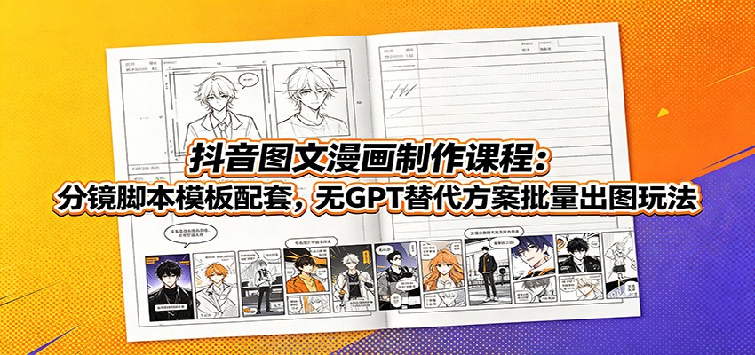 抖音图文漫画制作课程：分镜脚本模板配套，无GPT替代方案批量出图玩法-驿想项目网
