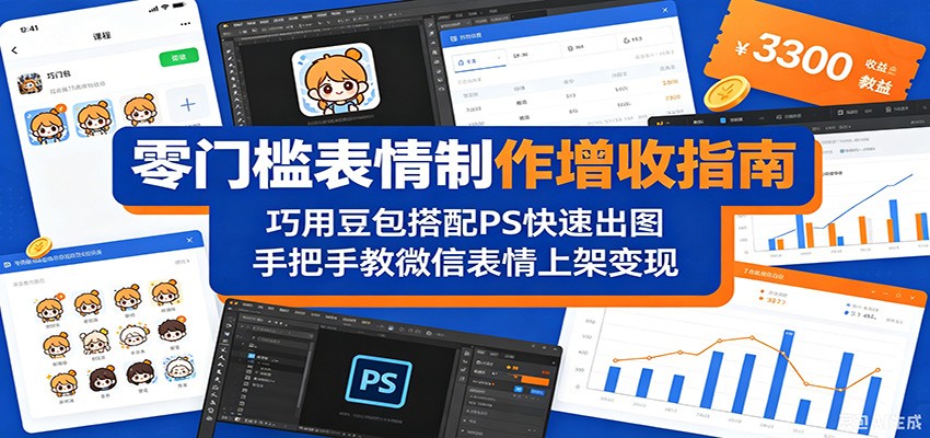 零门槛表情制作增收指南：巧用豆包搭配 PS 快速出图，手把手教微信表情上架变现-驿想项目网