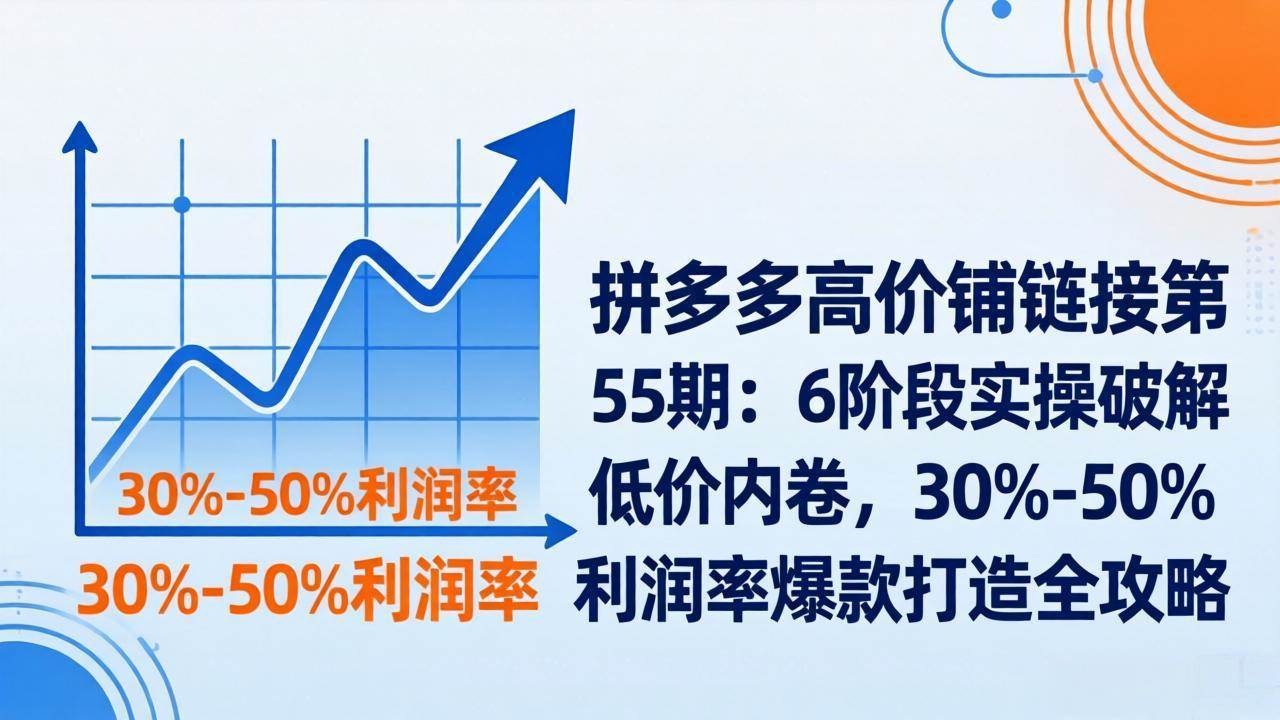 （17698期）拼多多高价铺链接第55期：6阶段实操破解低价内卷，30%-50%利润率爆款打造全攻略-驿想项目网