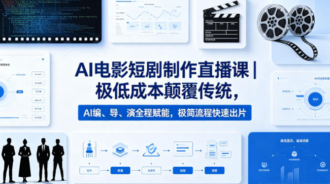 AI电影短剧制作直播课｜极低成本颠覆传统，AI编、导、演全程赋能，极简流程快速出片-驿想项目网