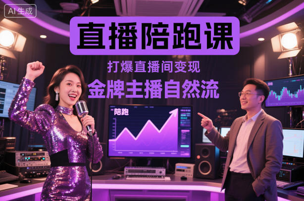 直播陪跑课，金牌主播自然流打爆直播间，复制高变现玩法-驿想项目网