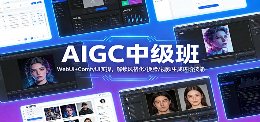 AIGC中级班：WebUI+ComfyUI实操，解锁风格化/换脸/视频生成进阶技能-驿想项目网