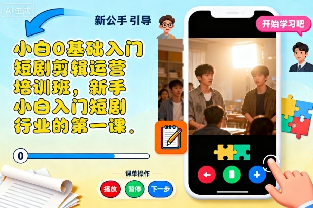 小白0基础入门短剧剪辑运营培训班，新手小白入门短剧行业的第一课-驿想项目网