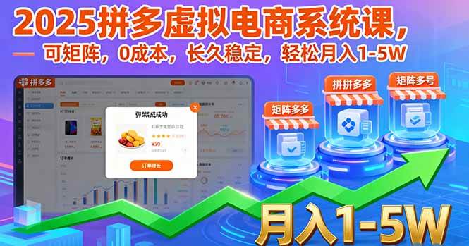 （16088期）2025拼多多虚拟电商系统课，可矩阵，0成本，长久稳定，轻松月入1-5W-驿想项目网