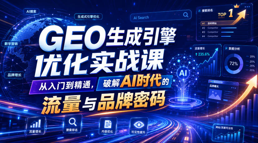 GEO生成引擎优化实战课，从入门到精通，破解AI时代的流量与品牌密码-驿想项目网