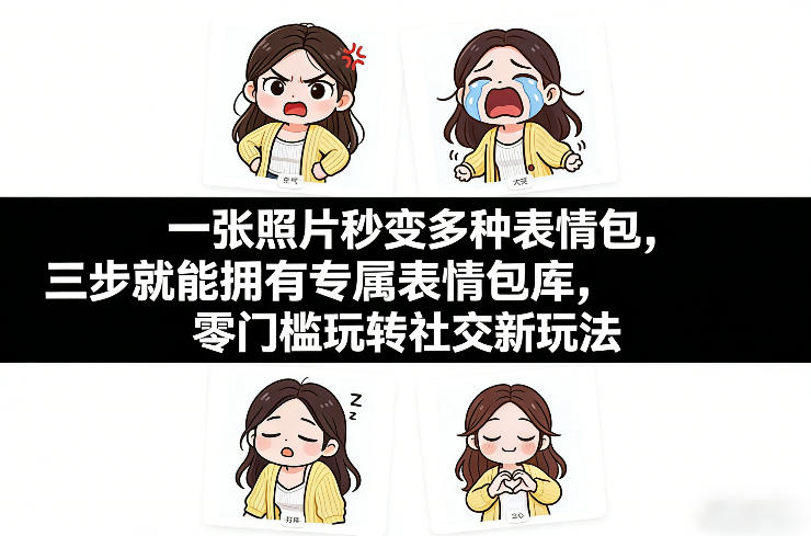 一张照片秒变多种表情包，三步就能拥有专属表情包库，零门槛玩转社交新玩法【文档】-驿想项目网