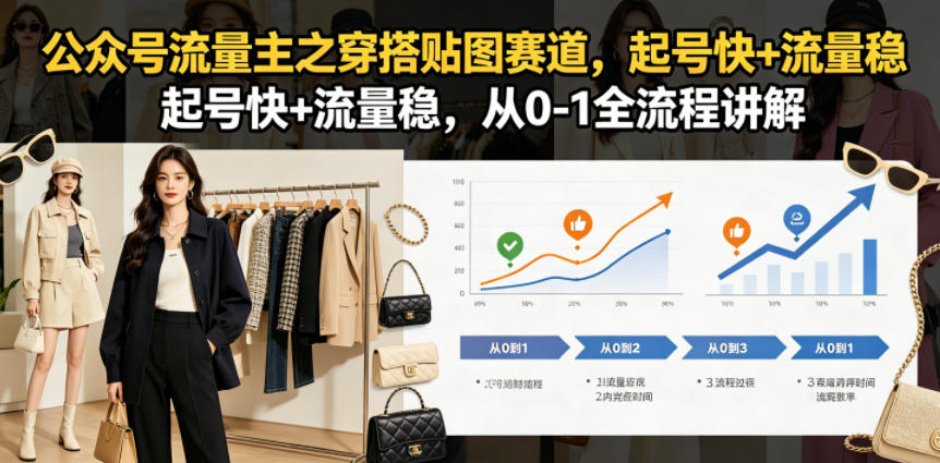 公众号流量主之穿搭贴图赛道，起号快+流量稳，从0-1全流程讲解-驿想项目网