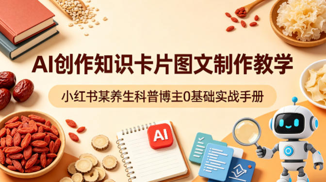 AI创作知识卡片图文制作教学，小红书某养生科普博主0基础实战手册-驿想项目网