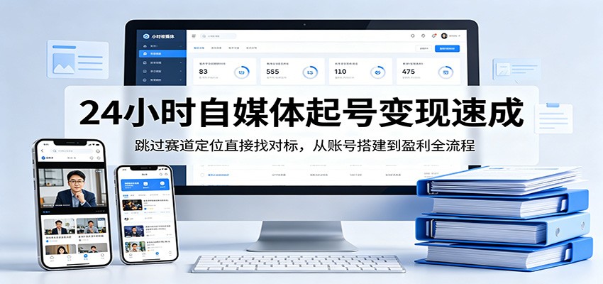 24小时自媒体起号变现速成，跳过赛道定位直接找对标，从账号搭建到盈利全流程-驿想项目网