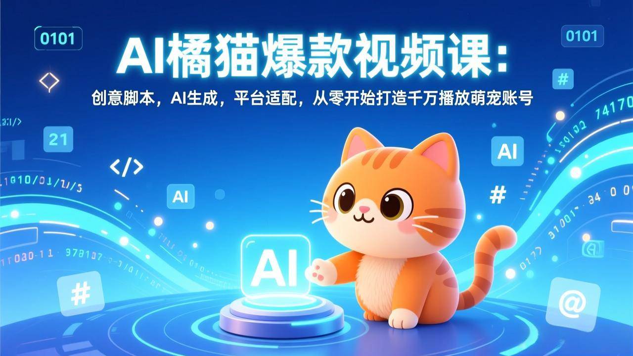 （17091期）AI橘猫爆款视频课：创意脚本，AI生成，平台适配，从零开始打造千万播放萌宠账号-驿想项目网