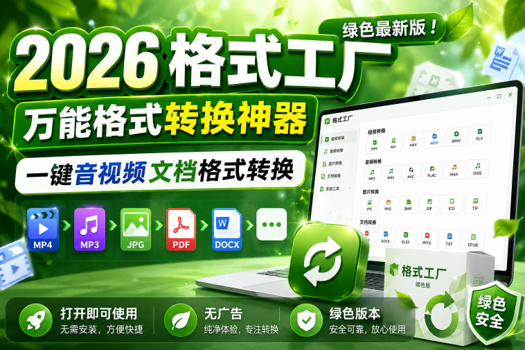 2026格式工厂绿色最新版!万能格式转换神器,一键音视频文档格式转换,打开即可使用,无广告绿色版本-驿想项目网