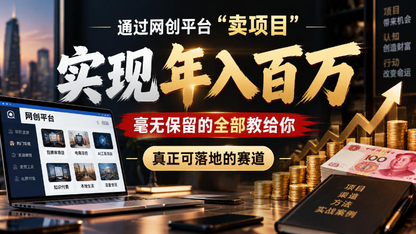 通过网创平台“卖项目”实现年入100w，毫无保留的全部教给你，真正可落地的赛道【揭秘】-驿想项目网