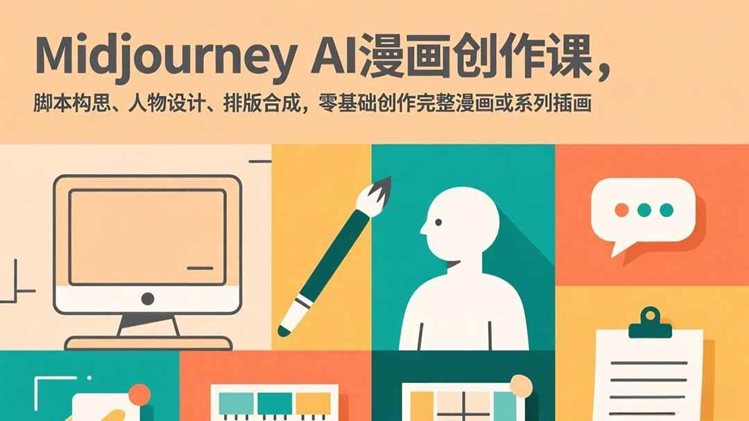 （17299期）Midjourney AI漫画创作课，脚本构思、人物设计、排版合成，零基础创作完整漫画或系列插画-驿想项目网