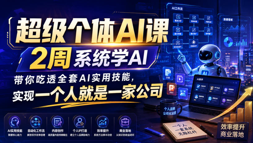 超级个体AI课，2周系统学AI，带你吃透全套AI实用技能，实现一个人就是一家公司-驿想项目网