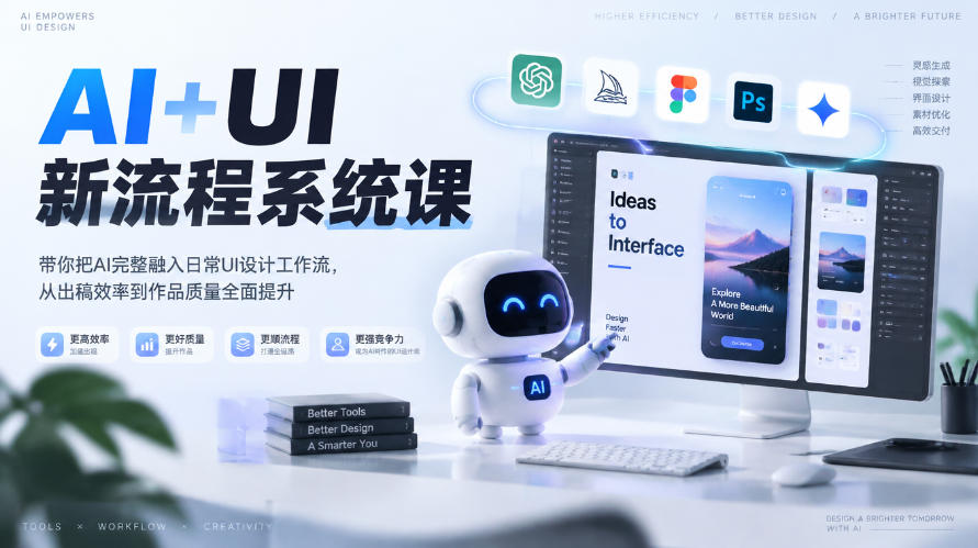 【无水印】AI+UI新流程系统课，带你把AI完整融入日常UI设计工作流，从出稿效率到作品质量全面提升（2026第4期）-驿想项目网