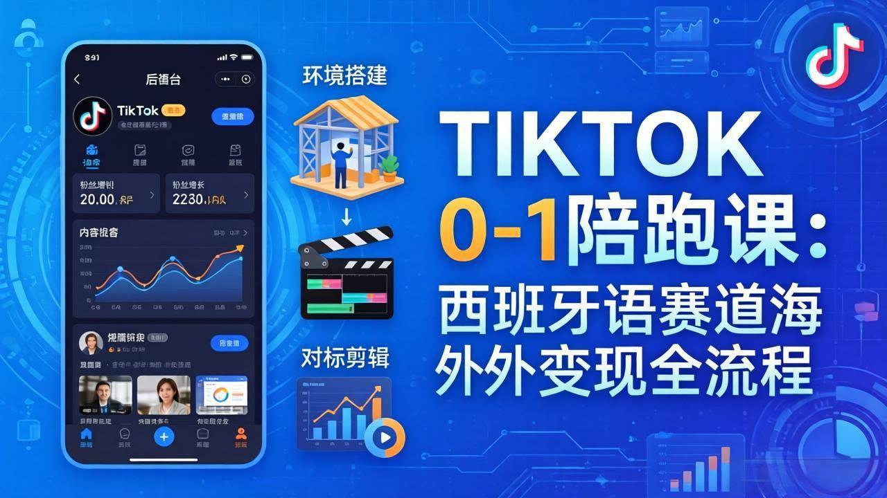 （17908期）TIKTOK 0-1 陪跑课：从环境搭建到刷对标剪辑，西班牙语赛道海外变现全流程-驿想项目网