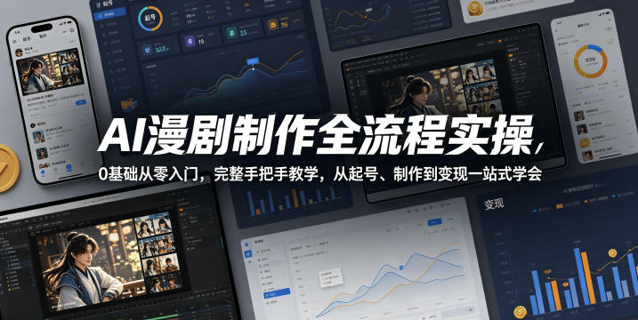 AI漫剧制作全流程实操，0基础从零入门，完整手把手教学，从起号、制作到变现一站式学会（更新）-驿想项目网