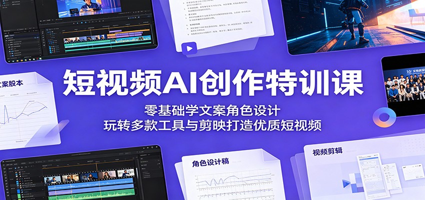 短视频AI创作特训课：零基础学文案角色设计，玩转多款工具与剪映打造优质短视频-驿想项目网