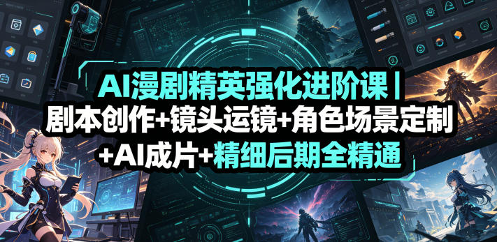 AI漫剧精英强化进阶课｜剧本创作+镜头运镜+角色场景定制+AI成片+精细后期全精通-驿想项目网