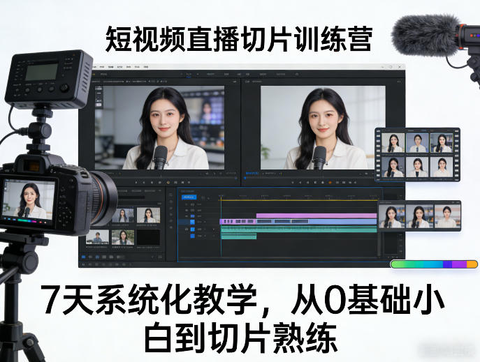 短视频直播切片训练营，7天系统化教学，从0基础小白到切片熟练-驿想项目网