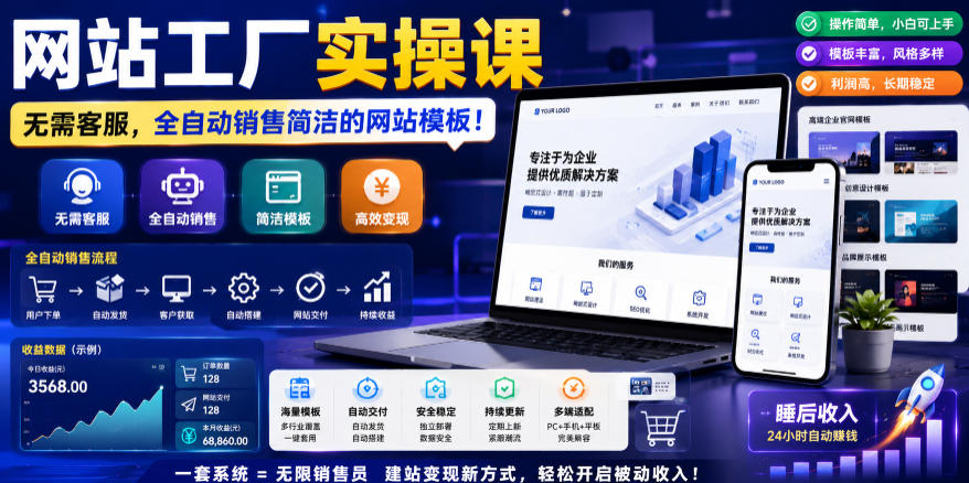 网站工厂实操课,无需客服,网站模板自动赚钱!【原创双语字幕】 网站工厂实操课,无需客服,网站模板自动赚钱!【原创双语字幕】