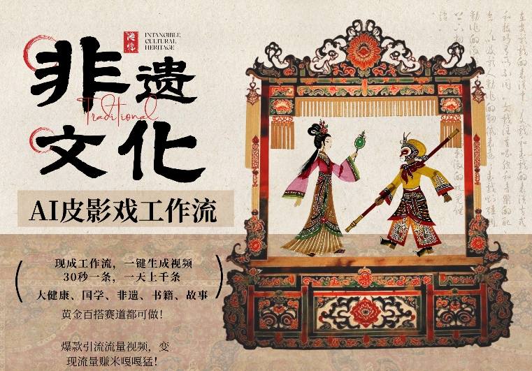 AI一键生成民俗文化非遗皮影戏视频，一刀不剪无需剪辑，30S一条，一天上百条，流量财富嘎嘎猛-驿想项目网
