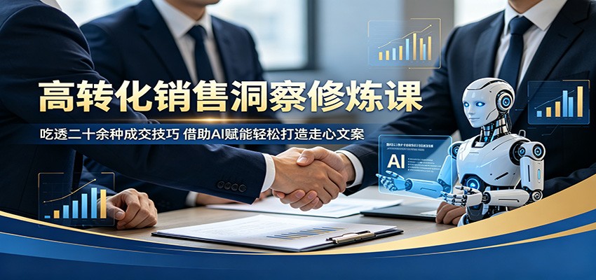 高转化销售洞察修炼课：吃透二十余种成交技巧，借助AI赋能轻松打造走心文案-驿想项目网