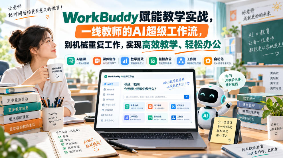 WorkBuddy赋能教学实战,一线教师的AI超级工作流,别机械重复工作,实现高效教学、轻松办公-驿想项目网
