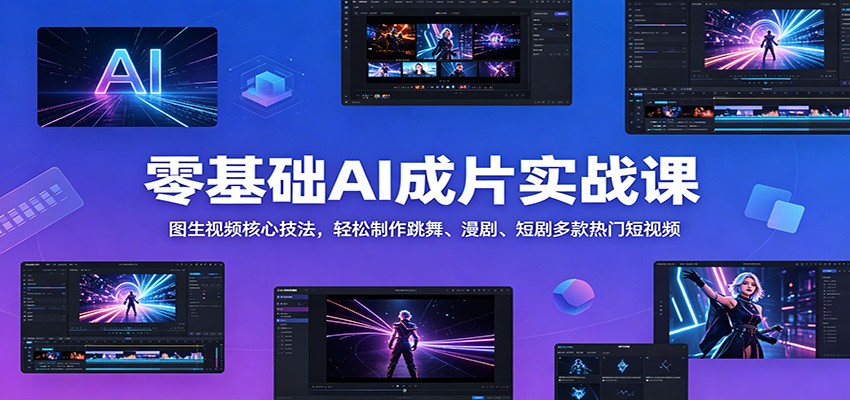 零基础AI成片实战课：图生视频核心技法，轻松制作跳舞、漫剧、短剧多款热门短视频-驿想项目网