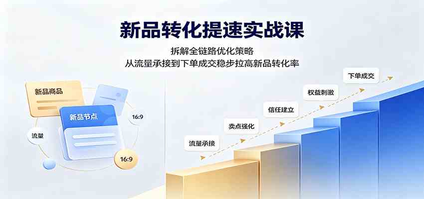 新品转化提速实战课：拆解全链路优化策略，从流量承接到下单成交稳步拉高新品转化率-驿想项目网
