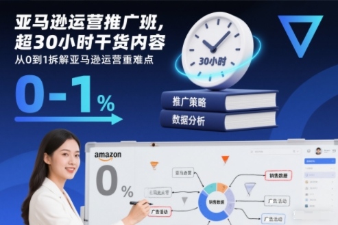 亚马逊运营推广班，超30小时干货内容，从0到1拆解亚马逊运营重难点-驿想项目网