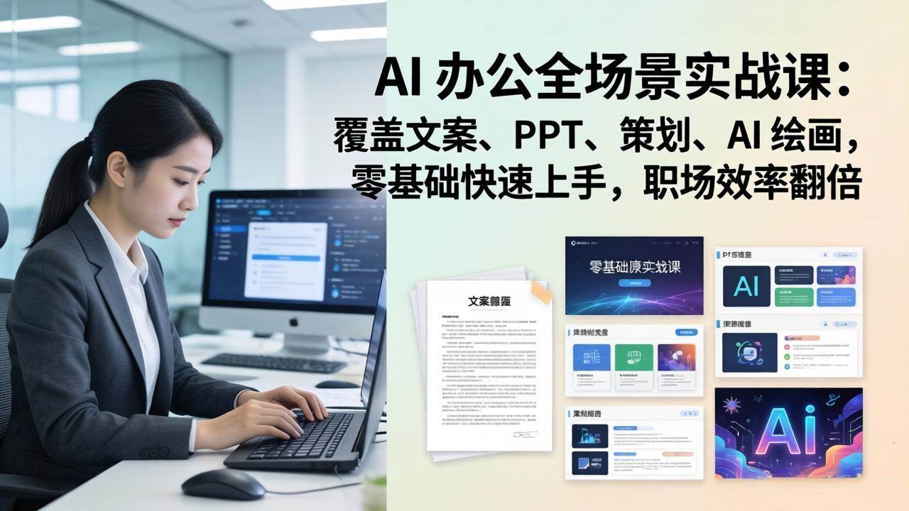 （17732期） AI 办公全场景实战课：覆盖文案、PPT、策划、AI 绘画，零基础快速上手，职场效率翻倍-驿想项目网