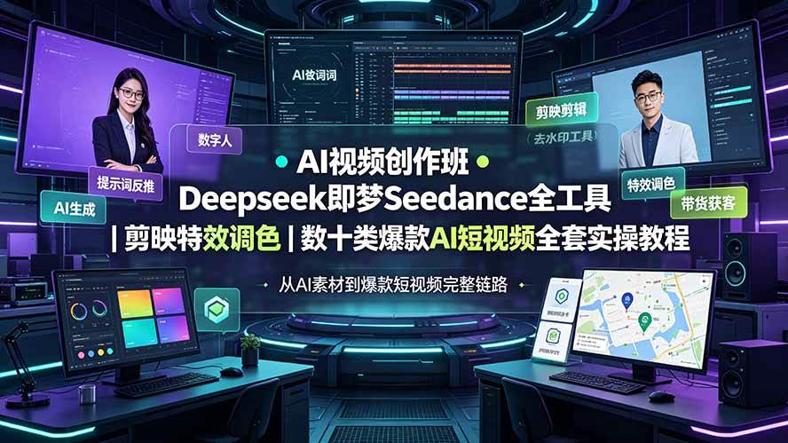 (19454期)AI视频创作班◆Deepseek即梦Seedance全工具|剪映特效调色|数十类爆款AI短视频全套实操教程-驿想项目网