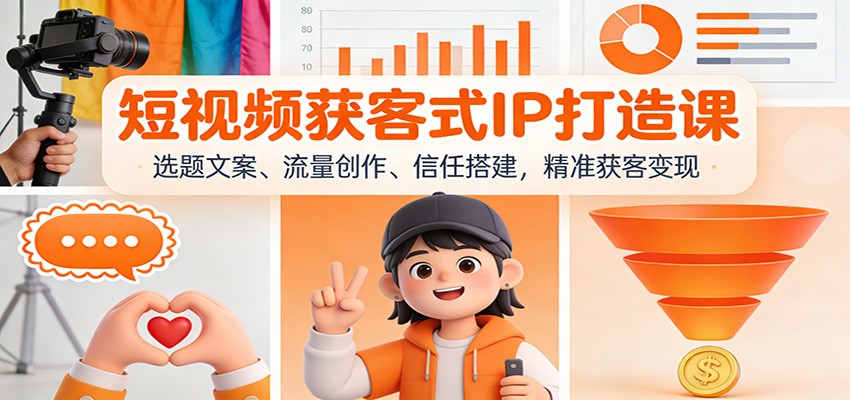 短视频获客式IP打造课：选题文案、流量创作、信任搭建，精准获客变现-驿想项目网