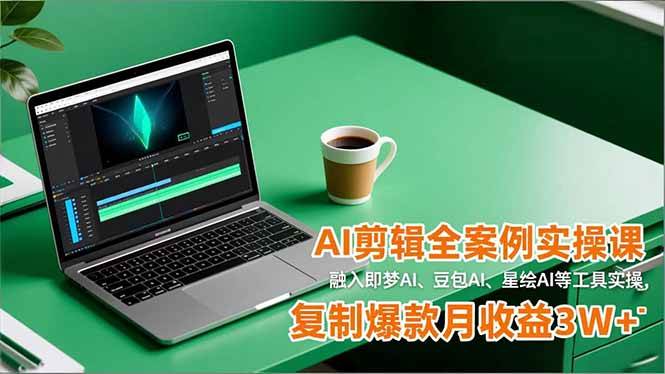 (16770期)AI剪辑全案例实操课,融入即梦AI、豆包AI、星绘AI等工具实操,复制爆款月收益3W+-驿想项目网