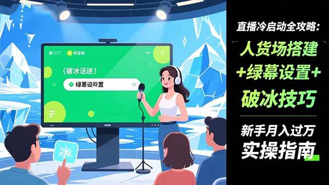 （16605期）直播冷启动全攻略:人货场搭建+绿幕设置+破冰技巧，新手月入过万实操指南-驿想项目网