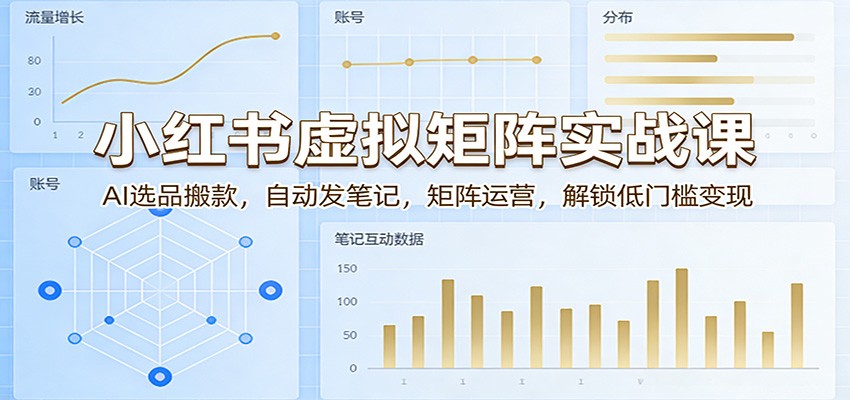 小红书虚拟矩阵实战课：AI选品搬款，自动发笔记，矩阵运营，解锁低门槛变现-驿想项目网