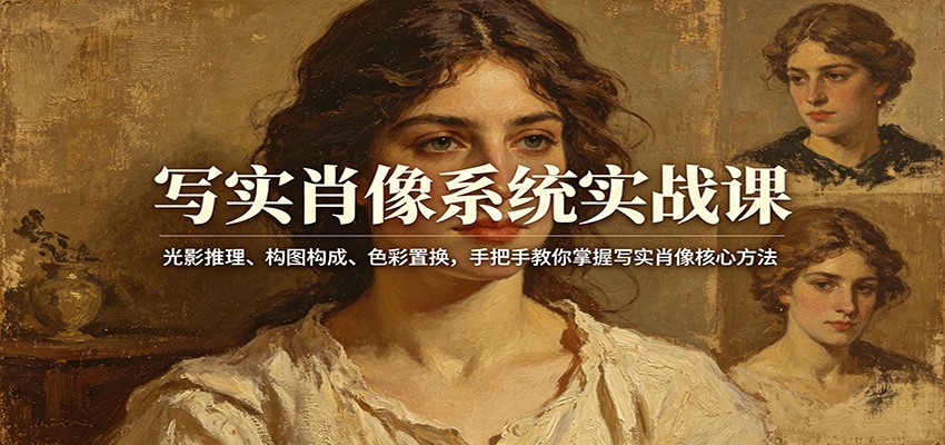 写实肖像系统实战课:光影推理、构图构成、色彩置换,手把手教你掌握写实肖像核心方法-驿想项目网
