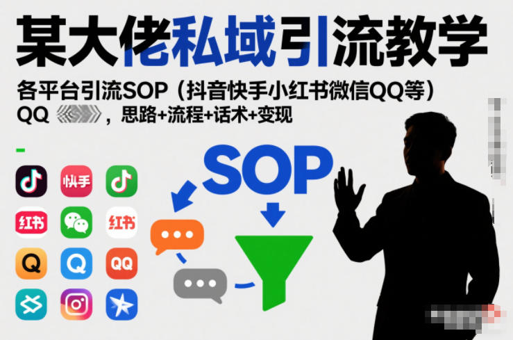 某大佬私域引流教学，各平台引流SOP（抖音快手小红书微信QQ等），思路+流程+话术+变现-驿想项目网