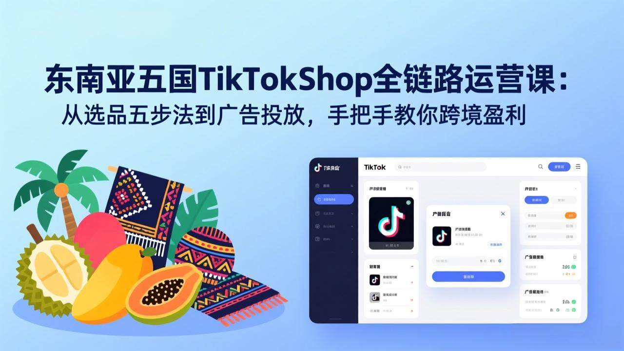 （17511期）东南亚五国TikTok Shop全链路运营课：从选品五步法到广告投放，手把手教你跨境盈利-驿想项目网