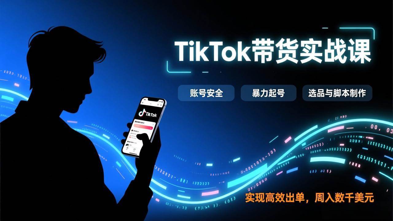 （17278期）TikTok带货实战课，涵盖账号安全、暴力起号、选品与脚本制作，实现高效出单，周入数千美元-驿想项目网