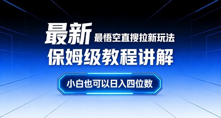最新最悟空直搜拉新玩法保姆级教程讲解，小白也可以日入四位数-驿想项目网