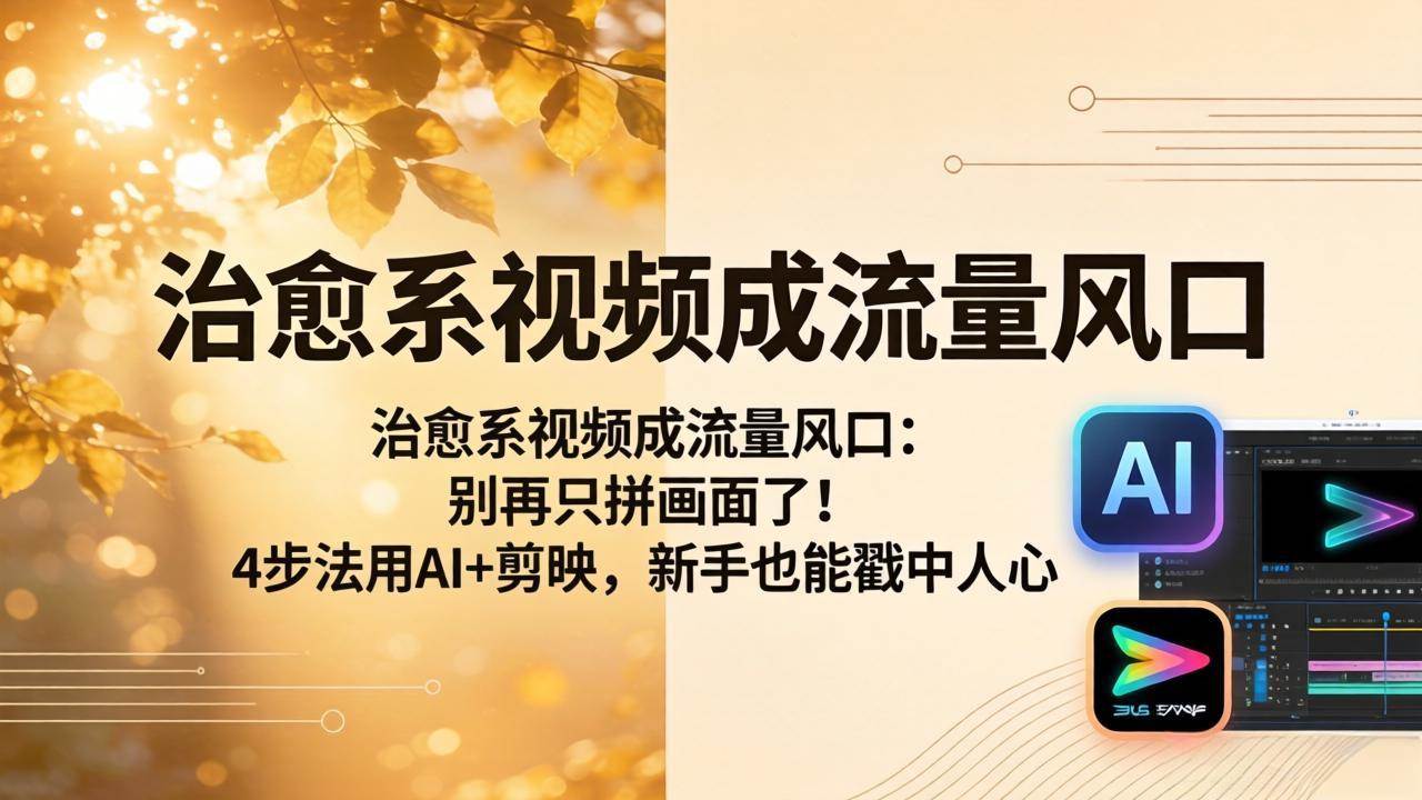 （18219期）治愈系视频成流量风口：别再只拼画面了！4步法用AI+剪映，新手也能戳中人心-驿想项目网