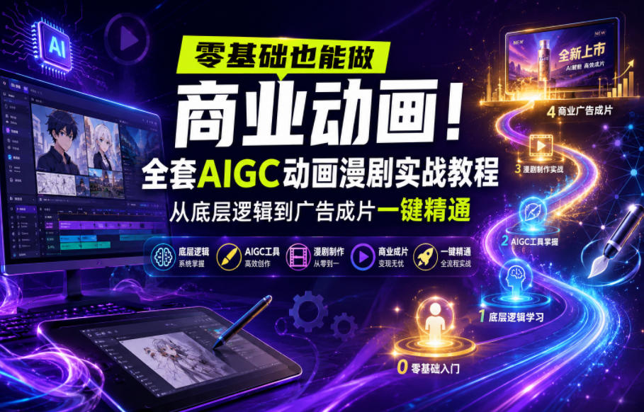 零基础也能做商业动画!全套AIGC动画漫剧实战教程,从底层逻辑到广告成片一键精通(更新0905)-驿想项目网