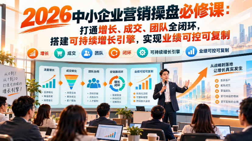 2026中小企业营销操盘必修课：打通增长、成交、团队全闭环，搭建可持续增长引擎，实现业绩可控可复制-驿想项目网